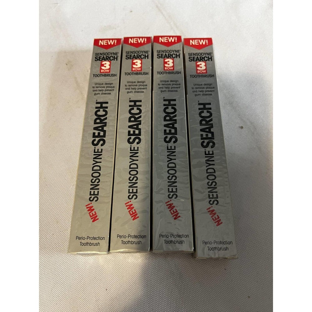 Lot of 4 New Vintage Sensodyne Search Toothbrushes Adult Full Size Rare